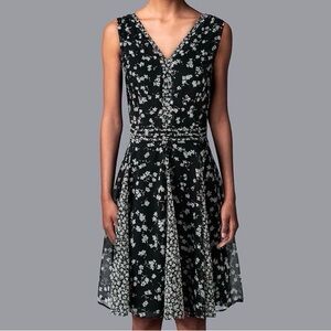 Floral Black and White Dress